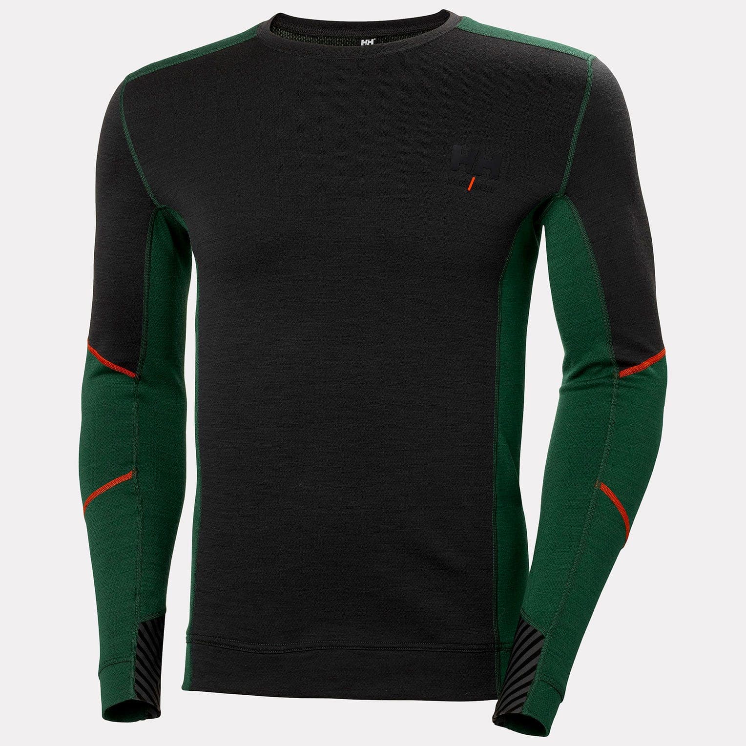 HH LIFA MERINO CREWNECK — 469 GREEN/EBONY